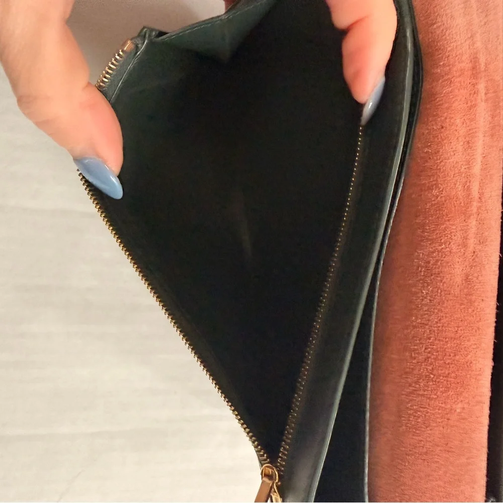 Celine Large Multifunction Leather Wallet in Rich Pink With Green Strap - Picture 7 of 10